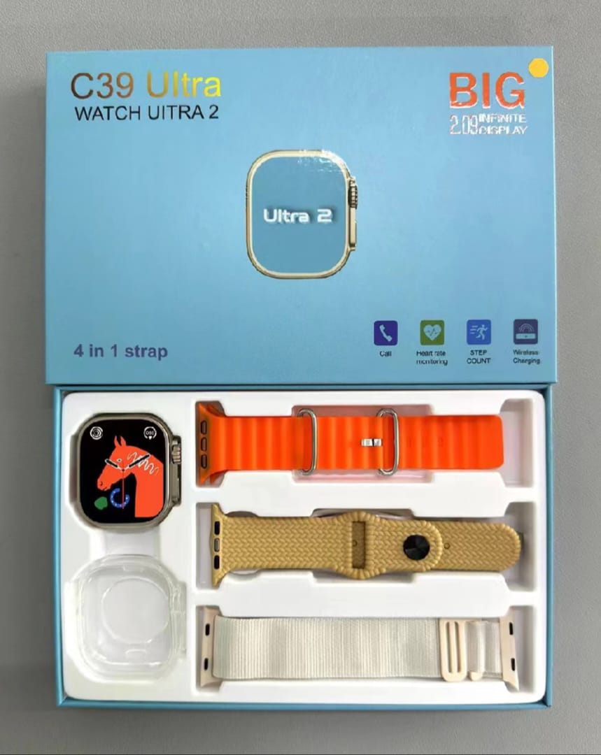 C39 ULTRA HRYFINE PREMIUM 4 IN 1 SMARTWATCH MEN FREE WATCH STRAP