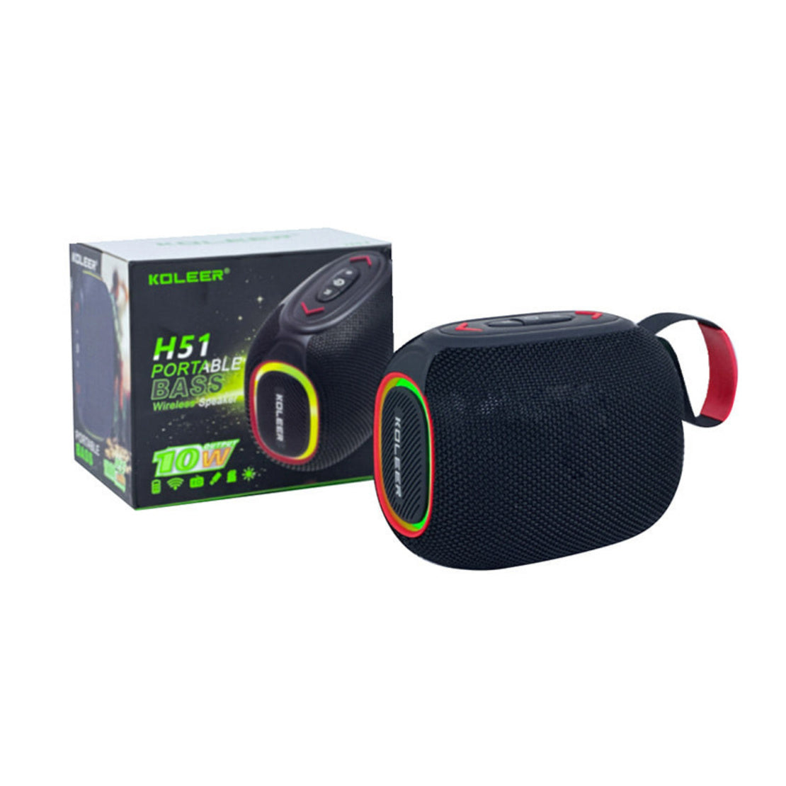 KOLEER H51 Portable Bluetooth Speaker – High-Power Wireless Outdoor Subwoofer with TF Card, USB, FM Radio, TWS | Speakers for PC, Speakers Bluetooth