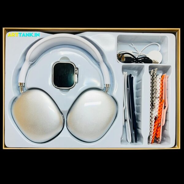 CROWN C6 Ultra 2 Smart Watch Combo | 2.20” AMOLED Display | Health & Fitness Tracker | Heart Rate, SpO2, BP & Sleep Monitoring | Sports Modes | Waterproof | Wireless Headphones + Extra Straps | iOS & Android Compatible