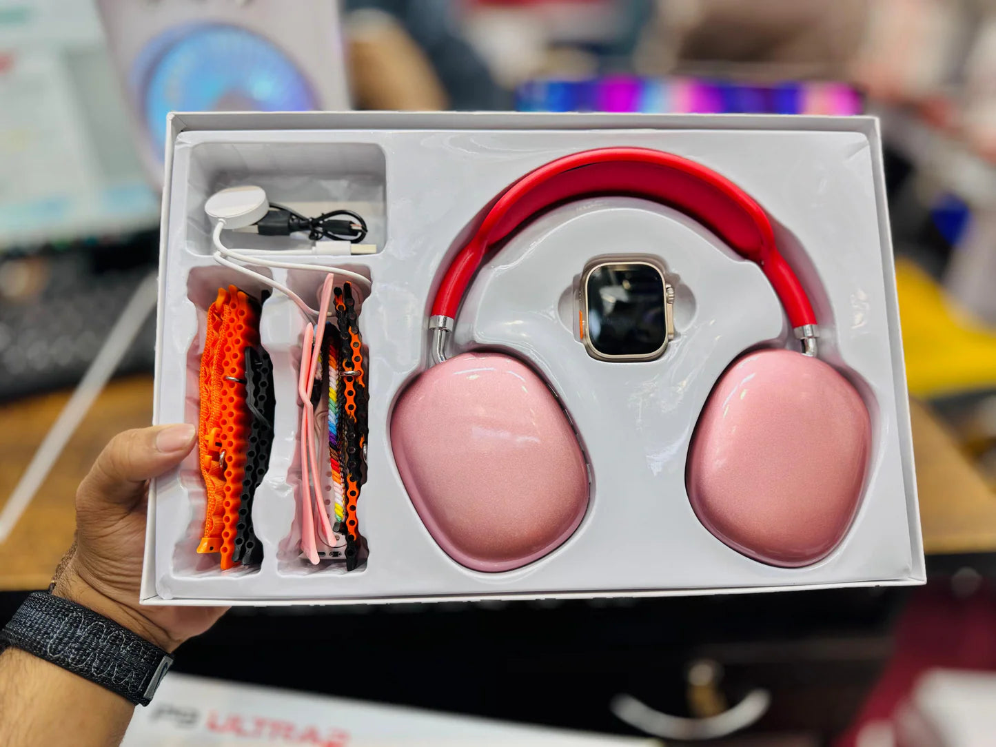 CROWN C6 Ultra 2 Smart Watch Combo | 2.20” AMOLED Display | Health & Fitness Tracker | Heart Rate, SpO2, BP & Sleep Monitoring | Sports Modes | Waterproof | Wireless Headphones + Extra Straps | iOS & Android Compatible