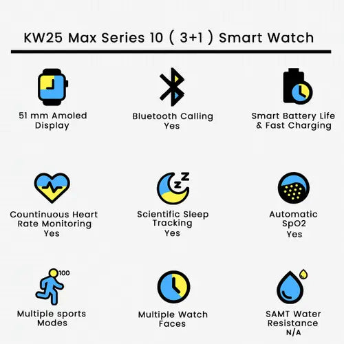 KW25 Max Series 10 ( 3+1 ) Smart Watch