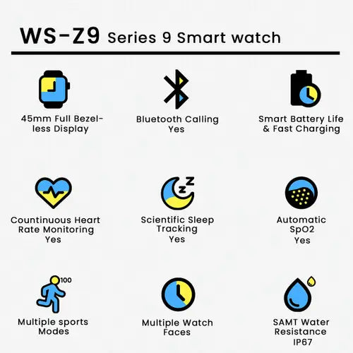 WSZ9 Max Smart Watch | Most Premium Quality | Amoled Display